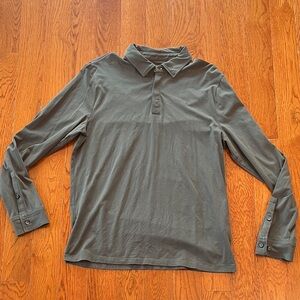 Express Dark Gray Long Sleeve Polo Shirt